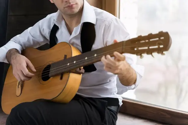 Portuguese guitarist playing fado