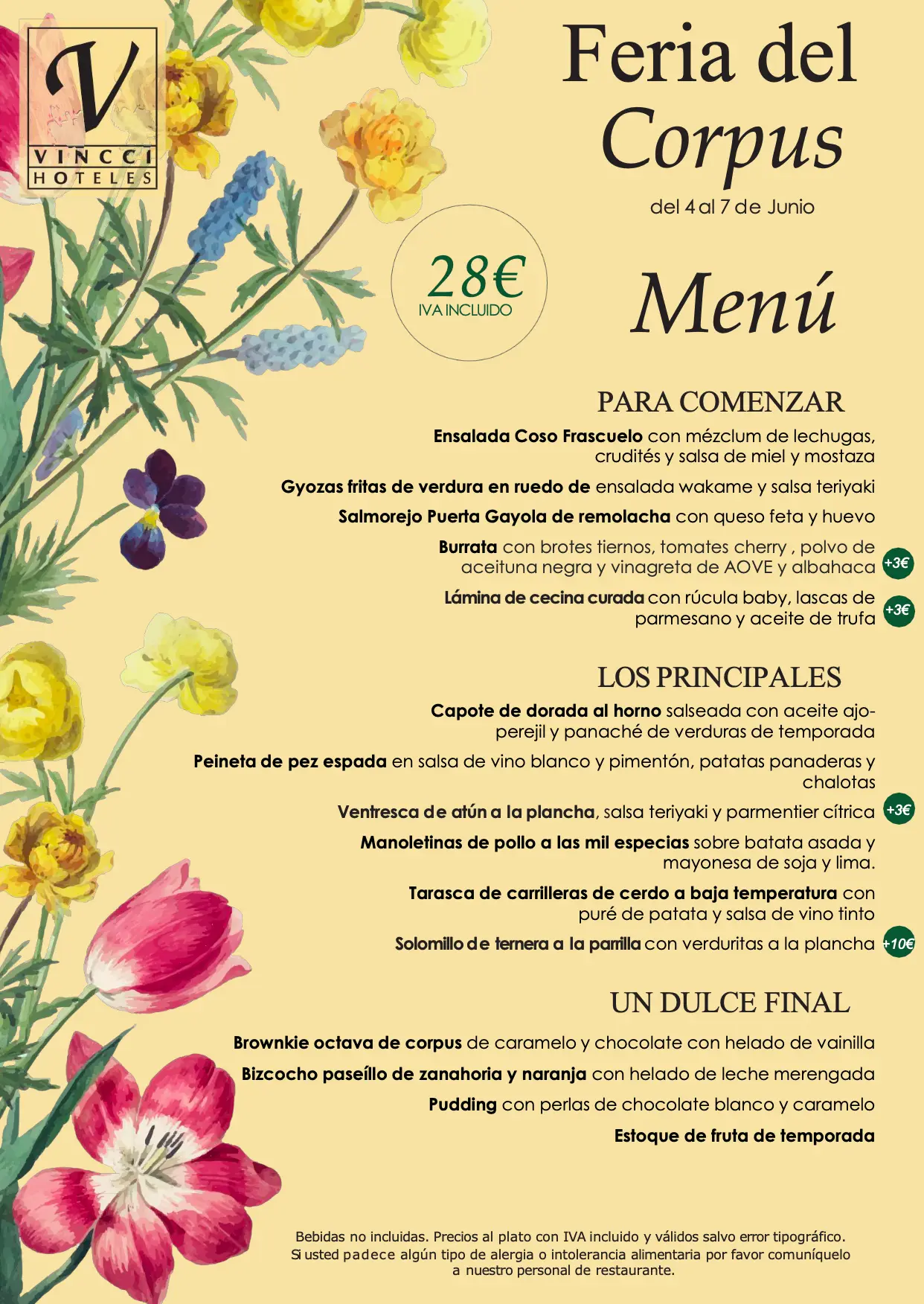 Creatividad con el Menú para la Feria del Corpus en Vincci Albayzín 4*