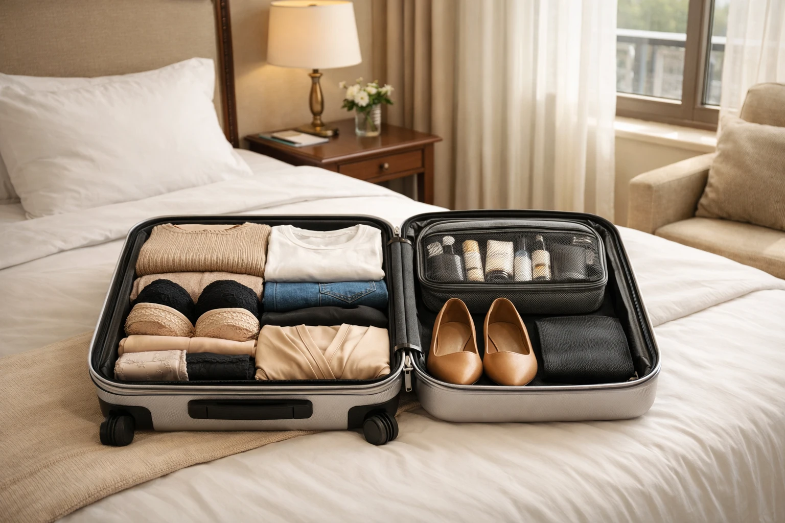 Organised carry-on suitcase