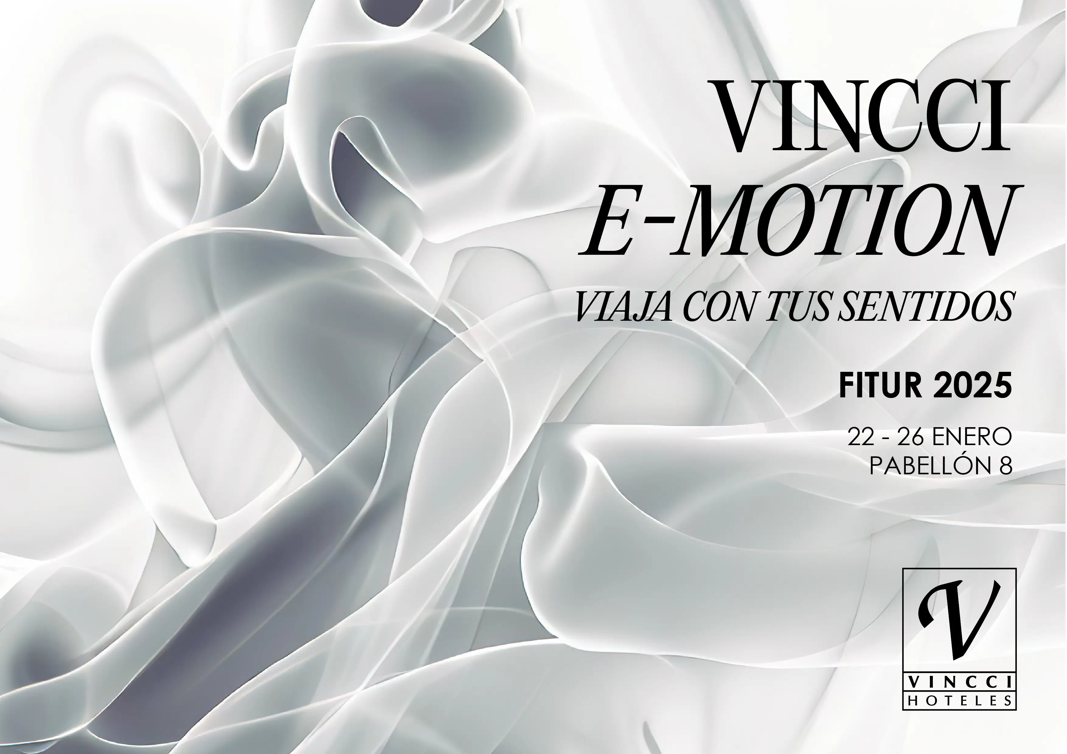 Cartel viaje sensorial del stand de Vincci Hoteles en FITUR 2025