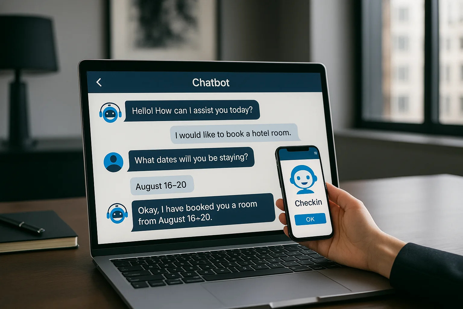 persona haciendo uso del sistema automatizado con ia para hoteles