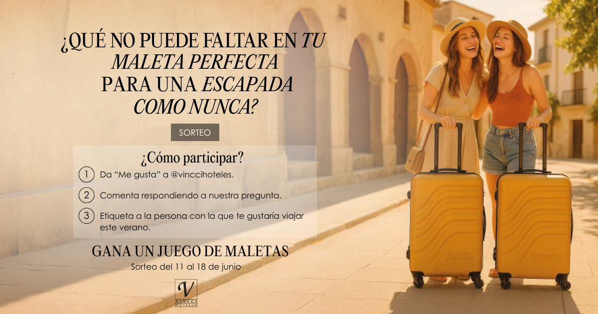 Cartel del Sorteo para ganar un juego de maletas