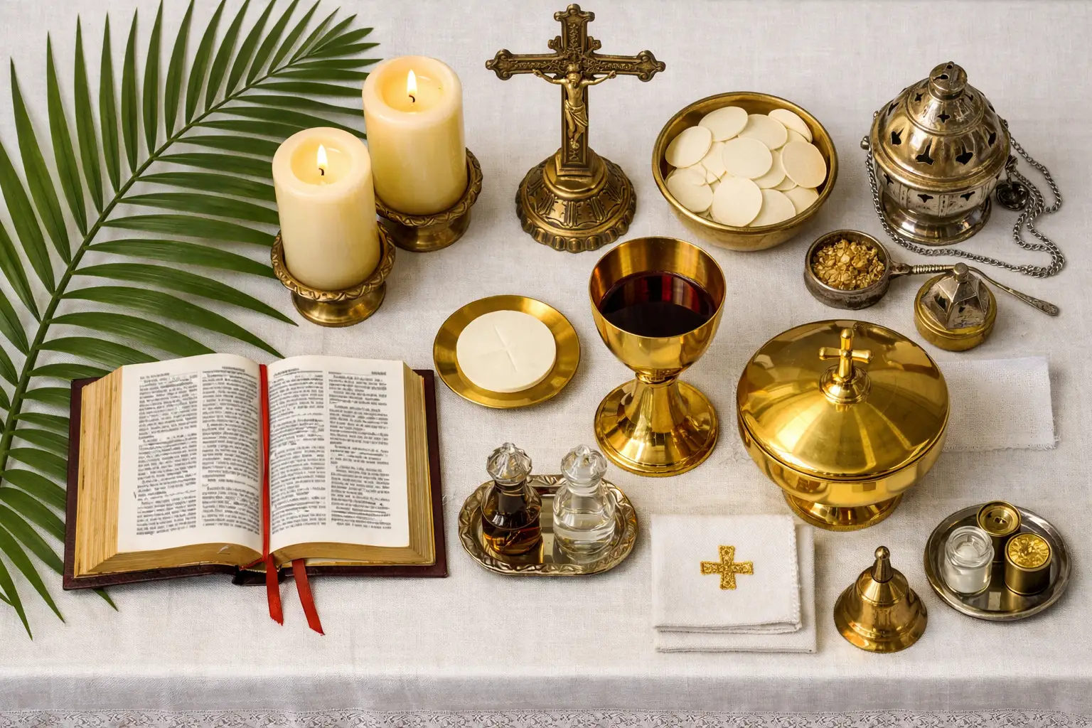Altar prepared to celebrate the Palm Sunday Eucharist